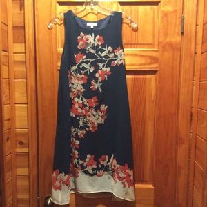 Max Studio navy blue and cream dress size Small